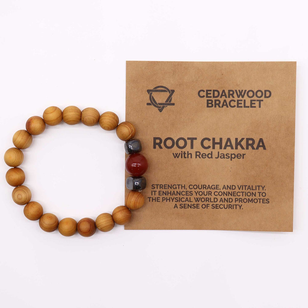 Bangle Chakra Radice in Cedro con Diaspro Rosso