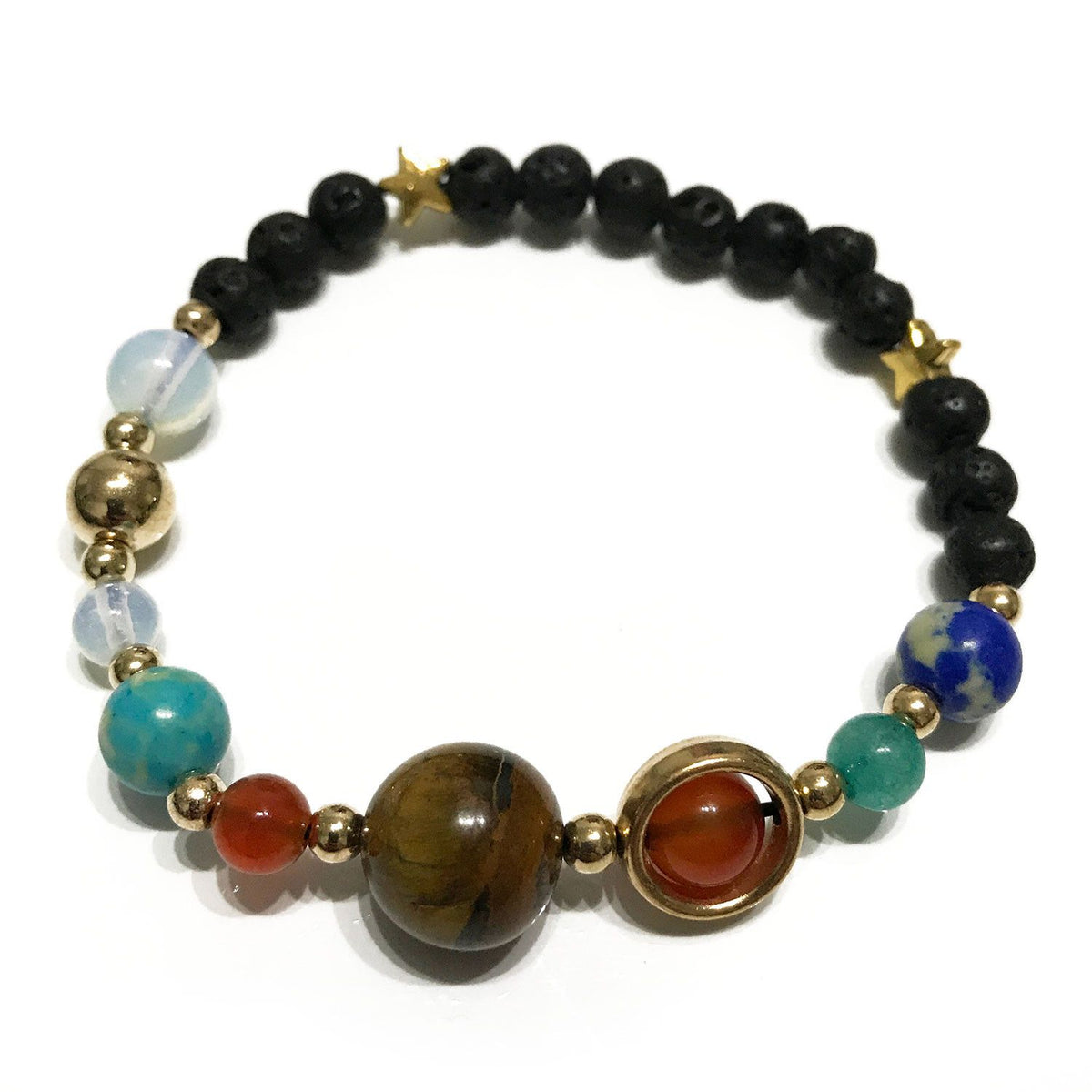 Bracciale in Pietra Lavica - Sistema Solare Dorato