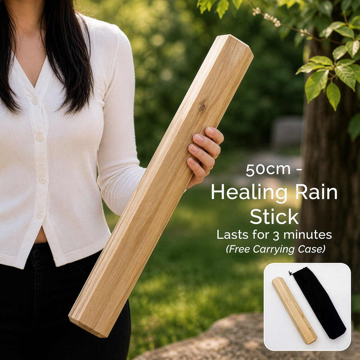 Rainstick Curativo in Legno di Manglid - 50cm (3 minuti)