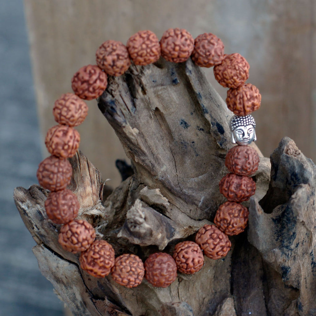 Mala Bracciale Buddha Rudraksha - Naturale