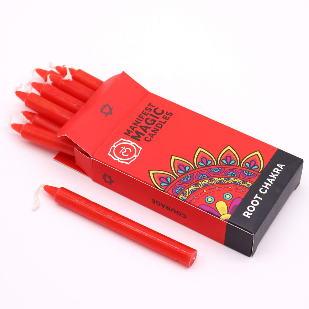 Confezione da 12 candele magiche per la manifestazione - Rosso - Chakra della radice