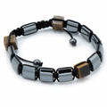 Bracciale Shamballa in Ematite Magnetica - Parallelepipedi Occhio di Tigre