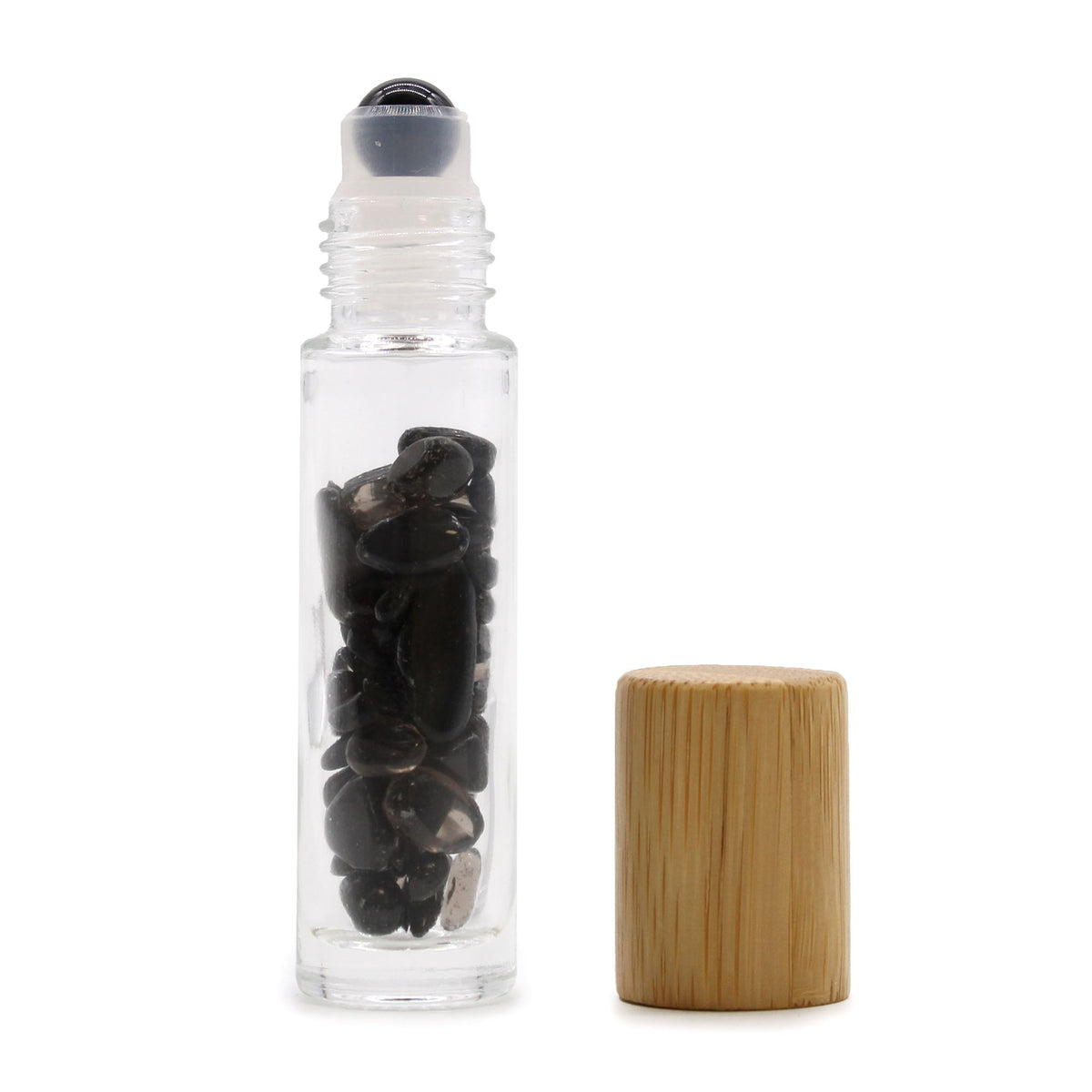 Tappo in Legno e Sfera Roll-on in Tormalina Nera per Flacone da 5 ml