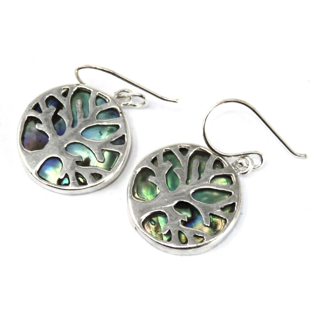 Orecchini Argento Albero della Vita 15mm - Abalone