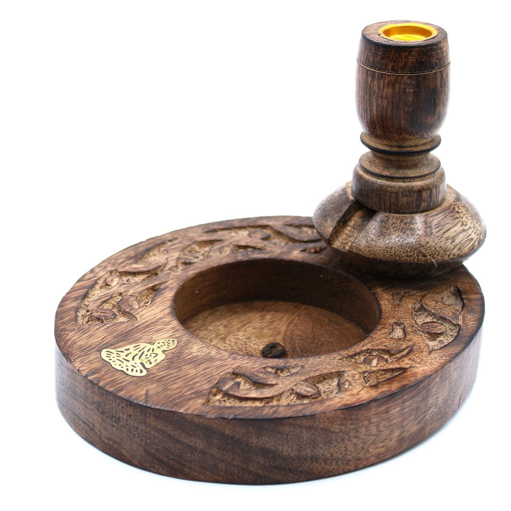 Bruciatore Backflow Piccolo in Legno di Mango - Buddha in Ottone