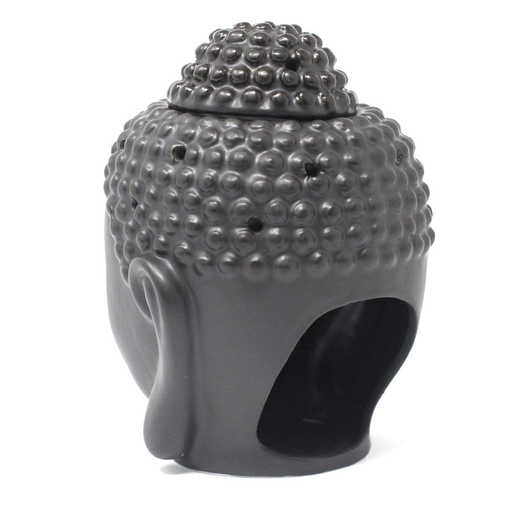 Bruciaessenze in Ceramica a Testa di Buddha - Nero