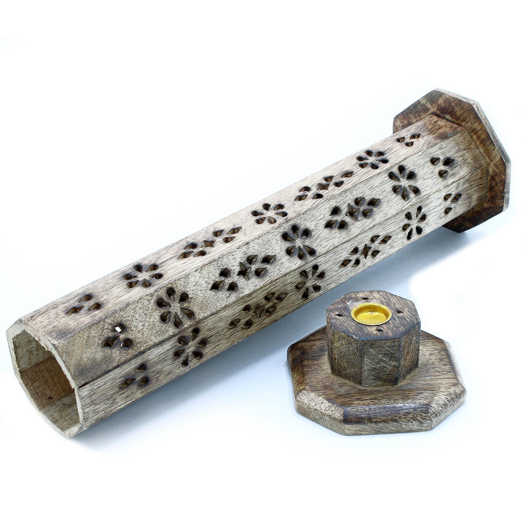 Torre Esagonale Porta Incenso Smoke Box - Legno di Mango