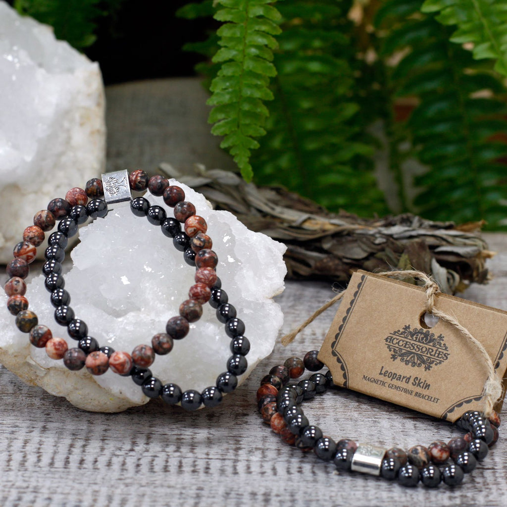 Bracciale Magnetico in Pietra Preziosa - Pelle di Leopardo