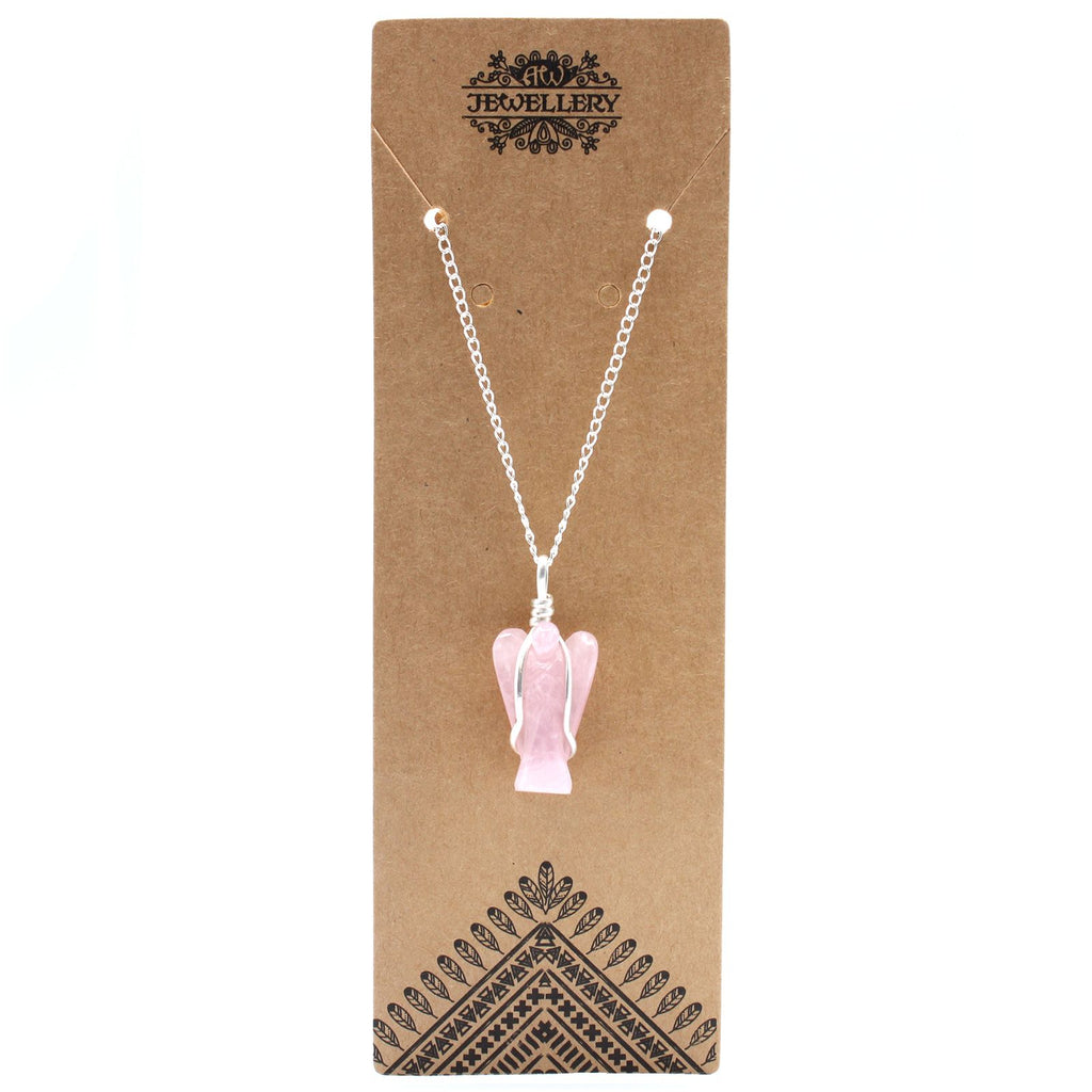 Ciondolo Angelo Custode con Gemme - Quarzo Rosa