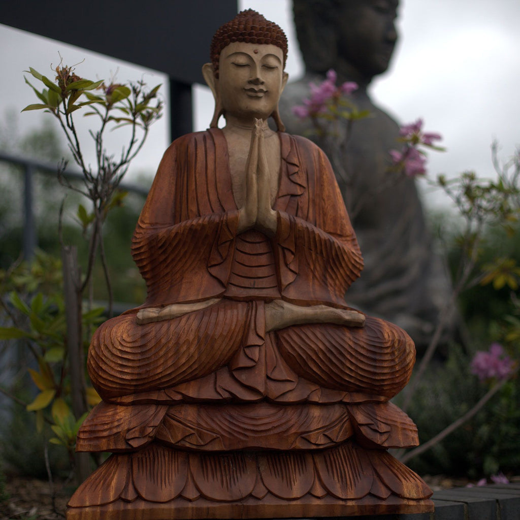 Statua Buddha Scolpita a Mano - 80cm Benvenuto