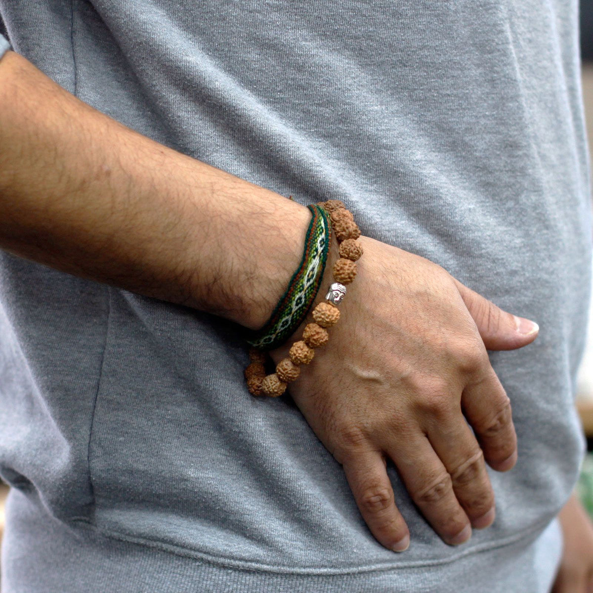 Mala Bracciale Buddha Rudraksha - Naturale