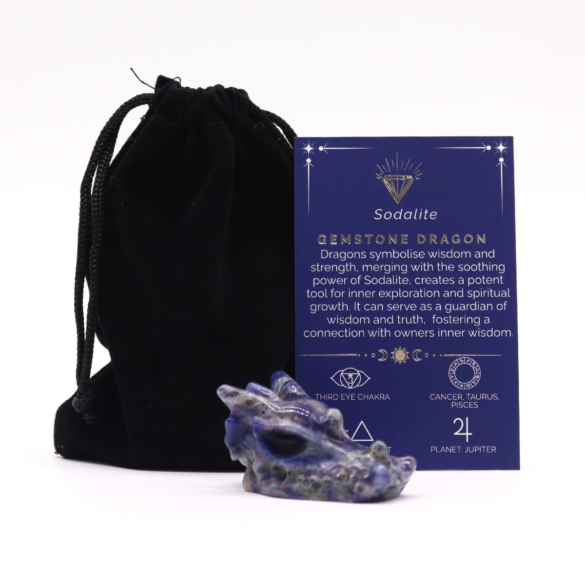 Piccola Testa di Drago in Sodalite - 45 × 30 × 28 mm