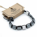 Bracciale Shamballa in Ematite Magnetica - Parallelepipedi Diaspro Bianco