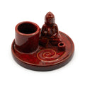 Piatto Portaincenso Buddha in Ceramica Rosso Tenue - per Bastoncini e Coni