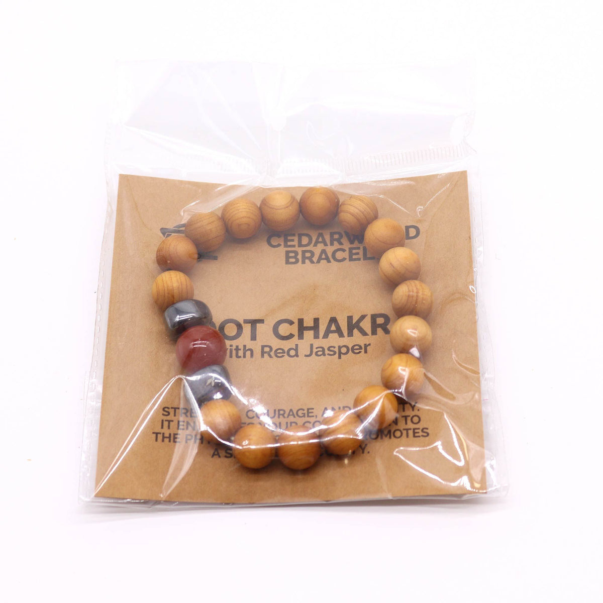 Bangle Chakra Radice in Cedro con Diaspro Rosso