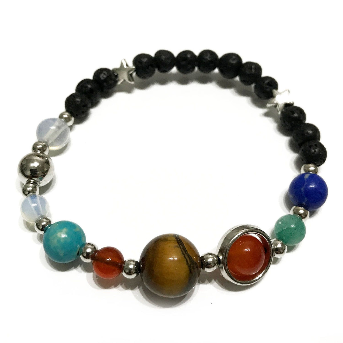 Bracciale in Pietra Lavica - Sistema Solare Argento