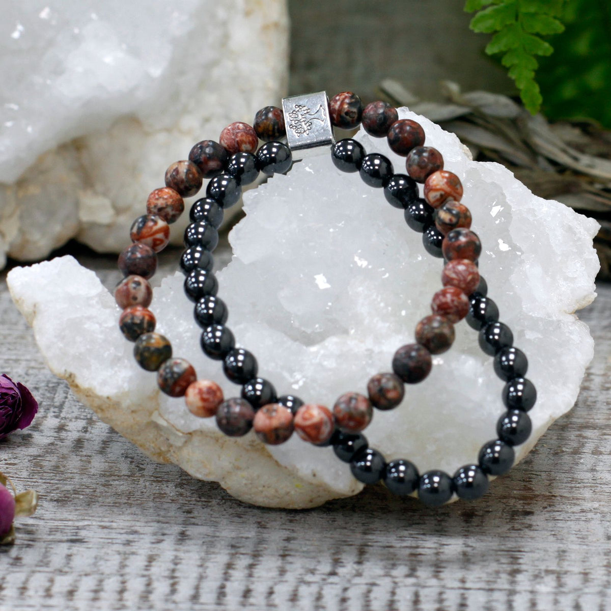 Bracciale Magnetico in Pietra Preziosa - Pelle di Leopardo
