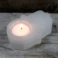 Portacandela Hamsa in Selenite