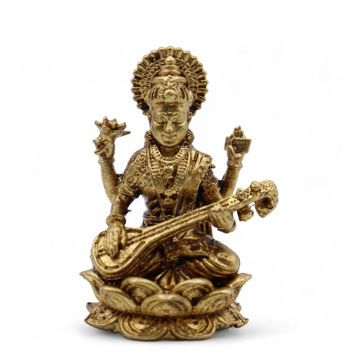 Statuetta in Ottone Divinità Indiane - Saraswati (22g) - 34mm