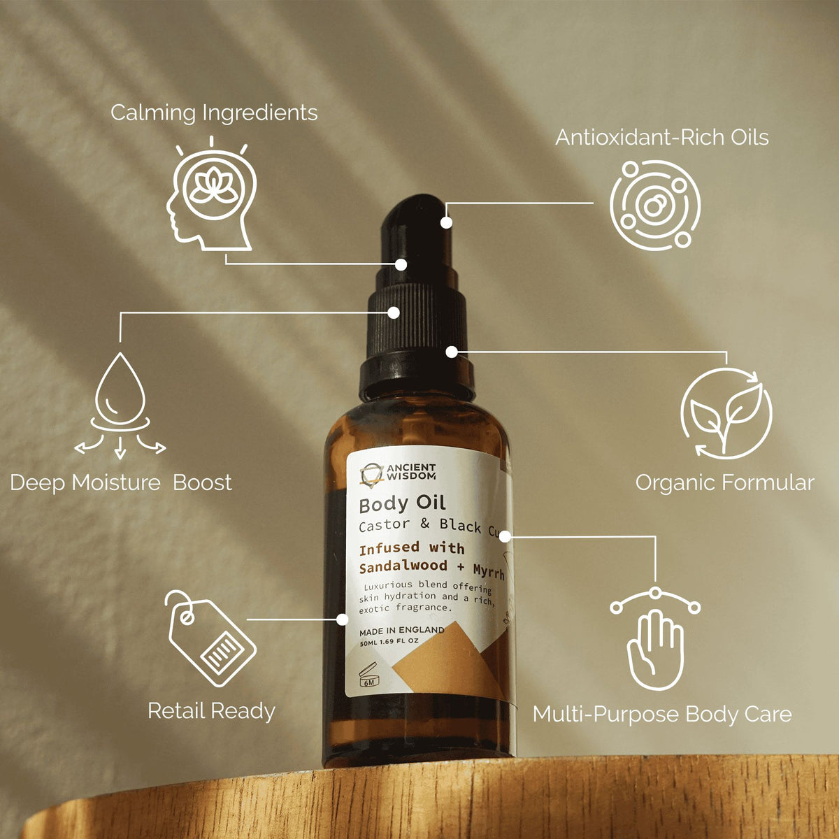 Olio Corpo Biologico al Sandalo e Mirra - 50 ml
