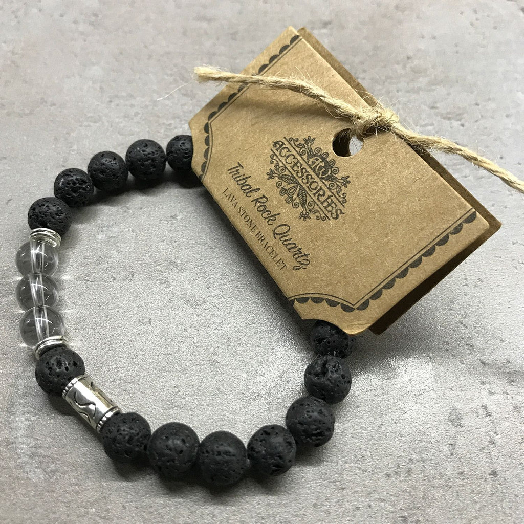 Bracciale in Pietra Lavica - Pesce e Ametista