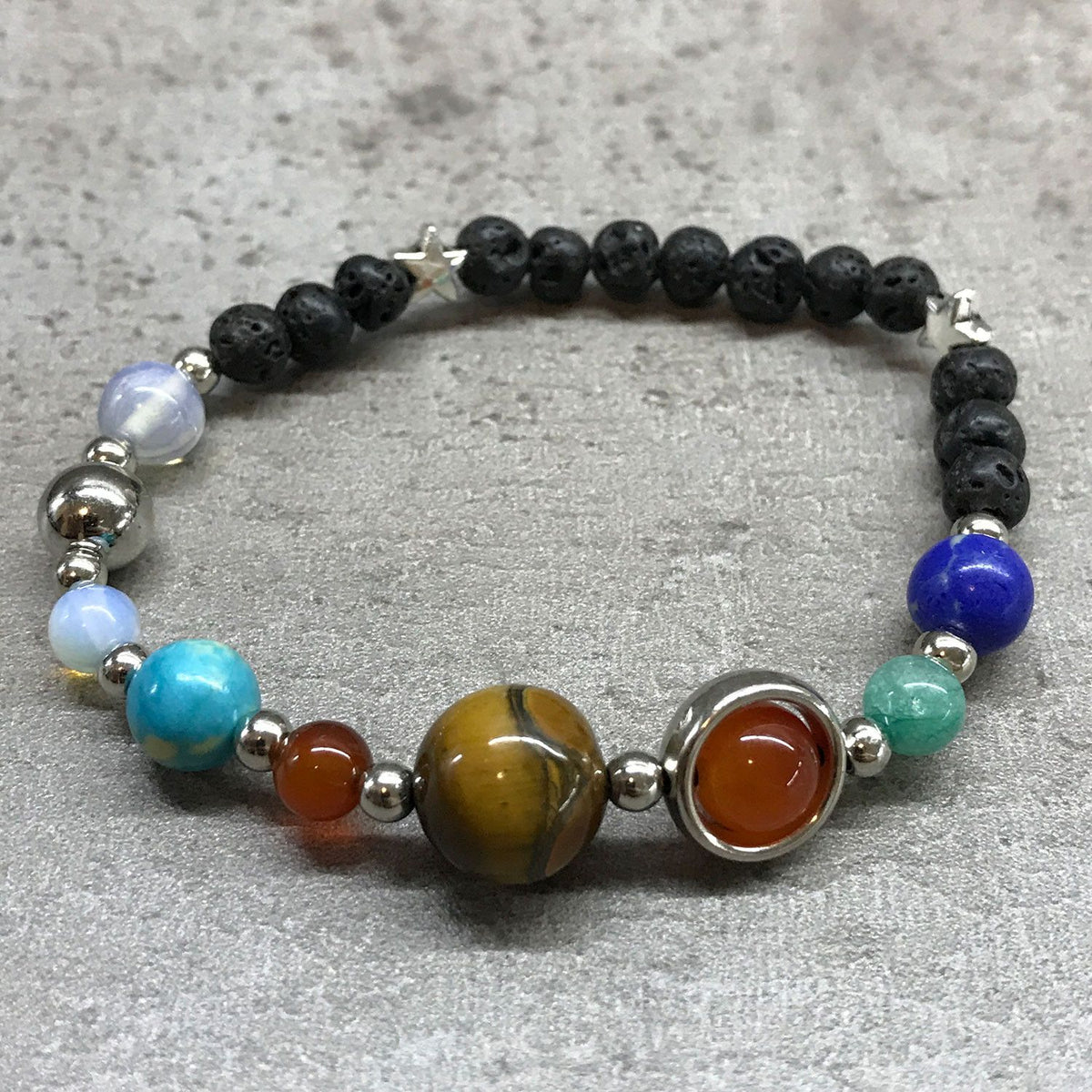 Bracciale in Pietra Lavica - Sistema Solare Argento