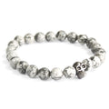 Bracciale in Pietra Preziosa - Teschio in Peltro / Agata Grigia