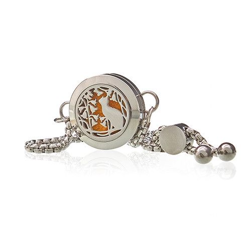 Bracciale Diffusore per Aromaterapia con Gatto e Fiori - 20 mm