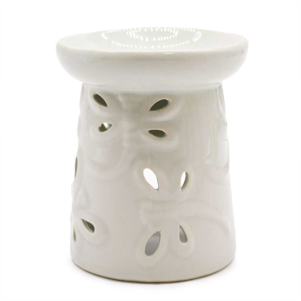 Bruciaessenze Classico in Ceramica Bianca - Libellula