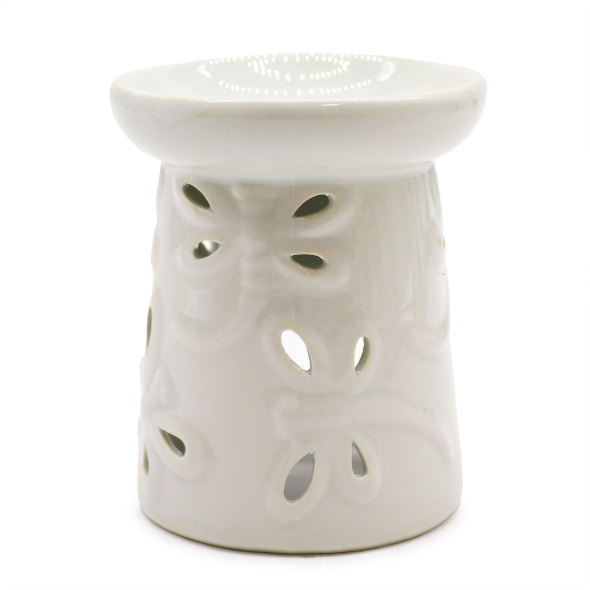 Bruciaessenze Classico in Ceramica Bianca - Libellula