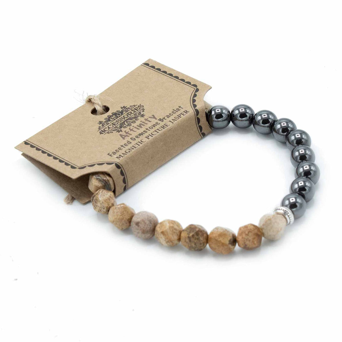 Bracciale con Gemme Sfaccettate - Diaspro Picasso Magnetico