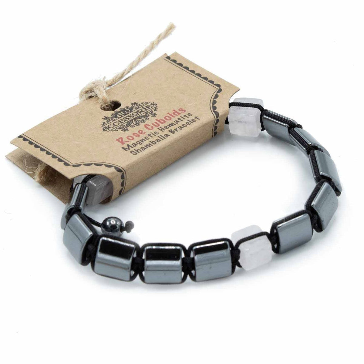 Bracciale Shamballa in Ematite Magnetica - Parallelepipedi Rosa