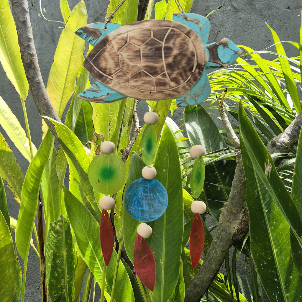 Decorazione Sospesa Tartaruga Acquamarina con Conchiglie Capiz