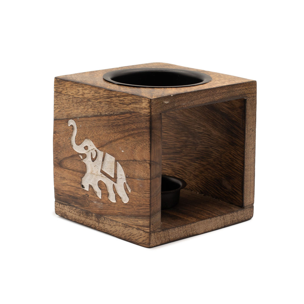 Bruciaessenze Quadrato in Legno di Mango - Elefante