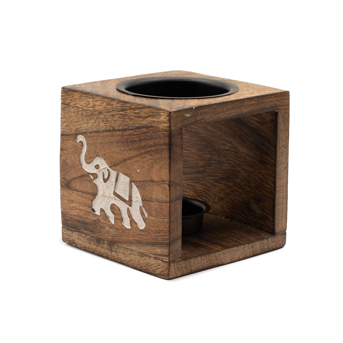 Bruciaessenze Quadrato in Legno di Mango - Elefante
