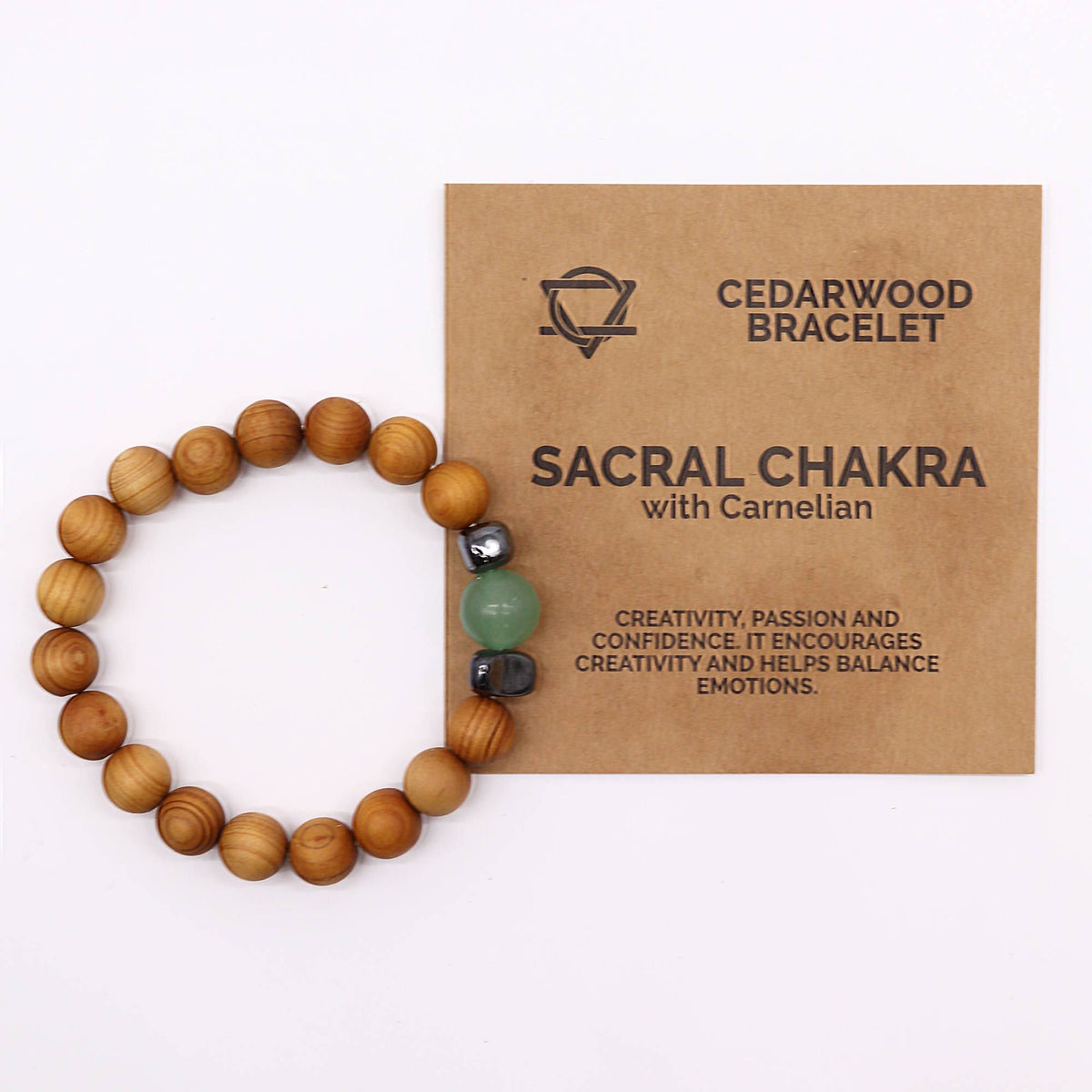 Bangle Chakra Sacrale in Cedro con Avventurina