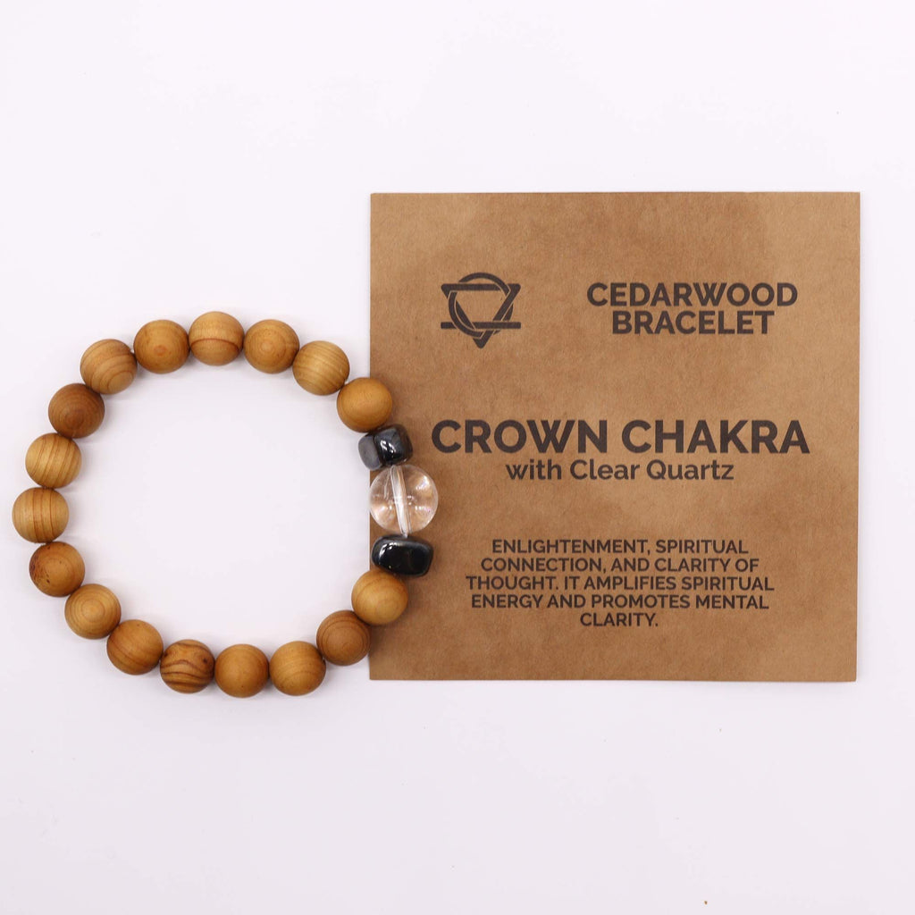 Bangle Chakra della Corona in Cedro con Quarzo Ialino