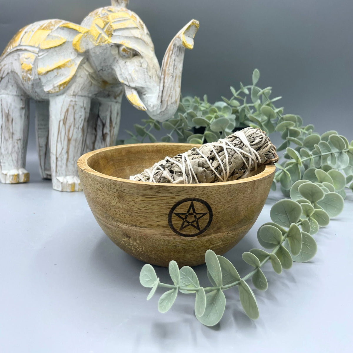 Ciotola in Legno per Smudge e Offerte Rituali - Pentagono - 14x7cm