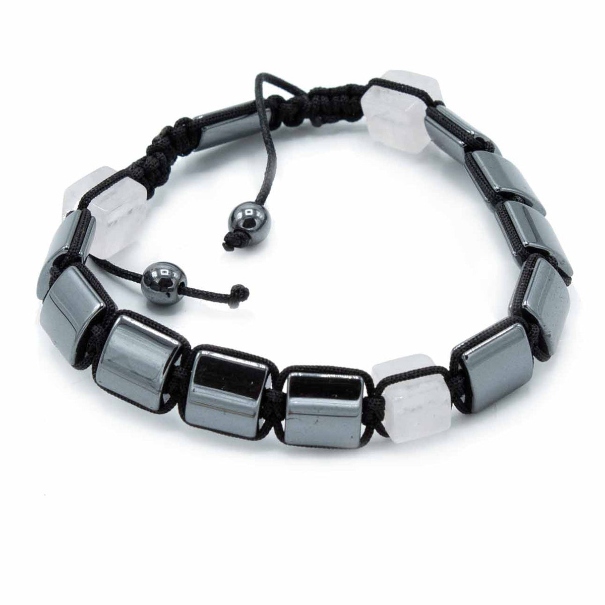 Bracciale Shamballa in Ematite Magnetica - Parallelepipedi Rosa