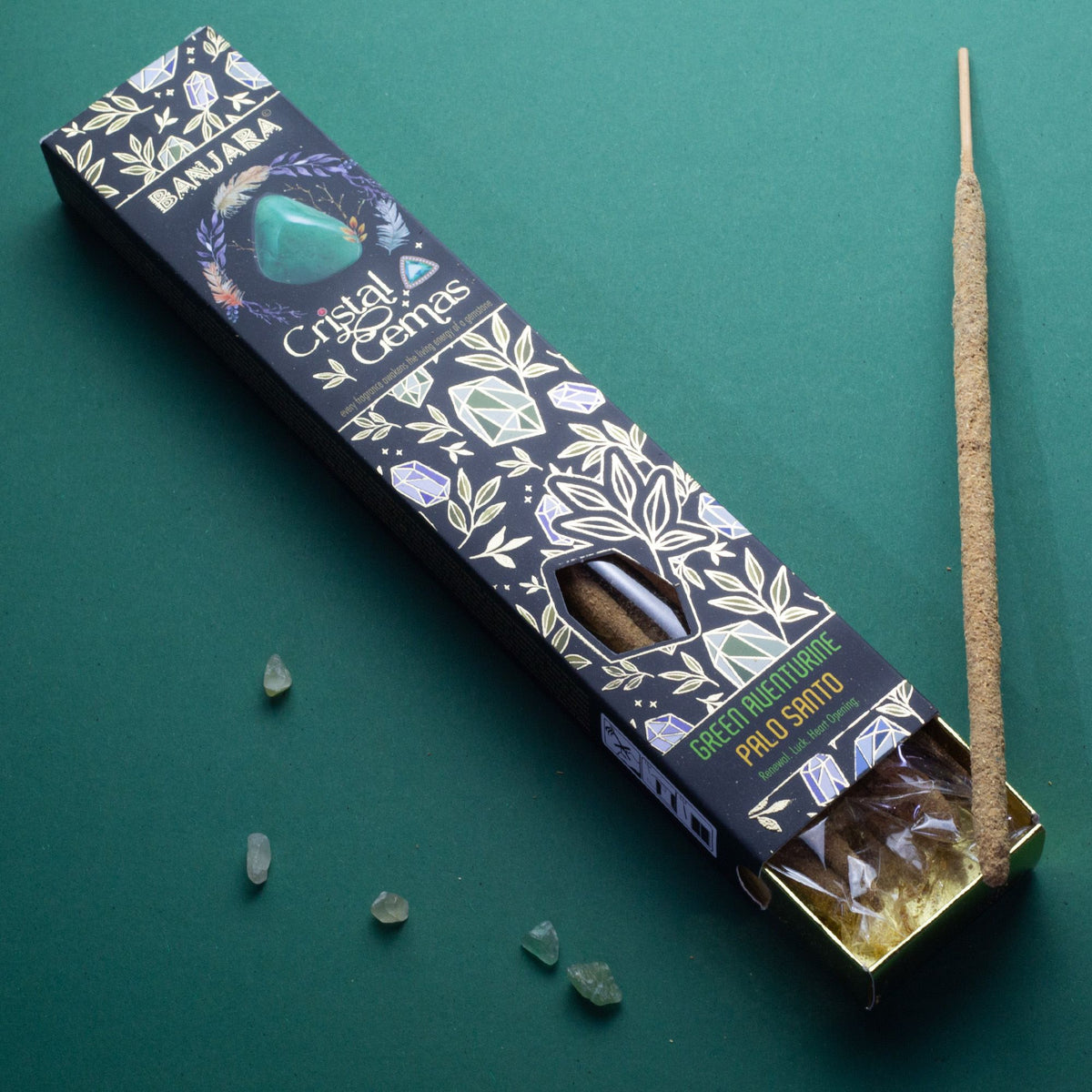 Banjara Crystal Gemas Incenso - Avventurina Verde & Palo Santo