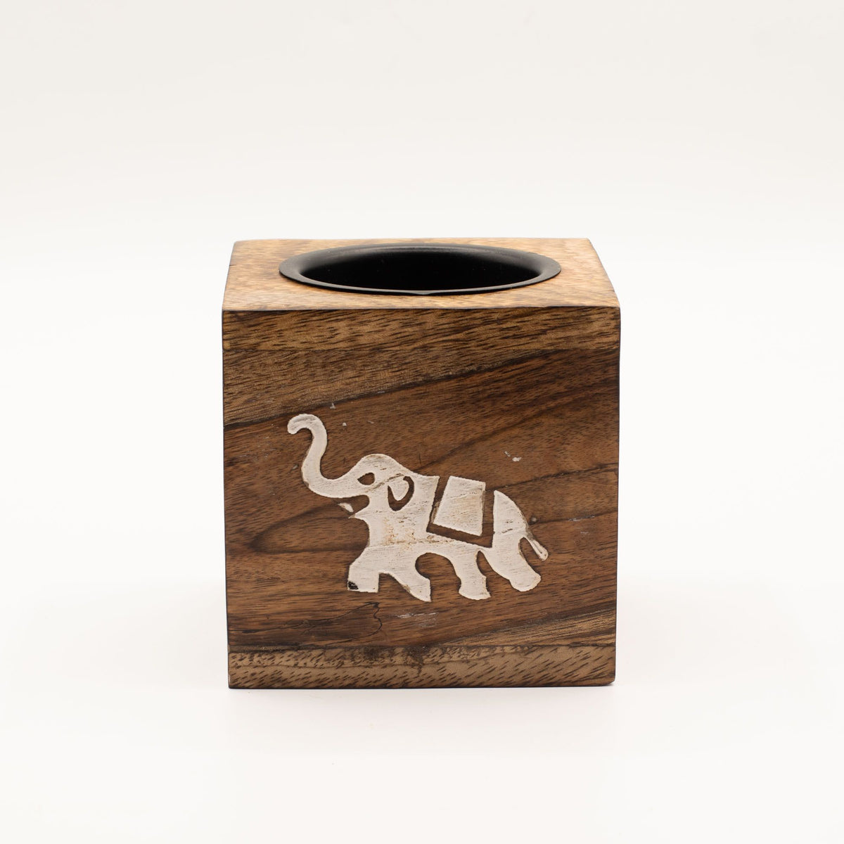 Bruciaessenze Quadrato in Legno di Mango - Elefante