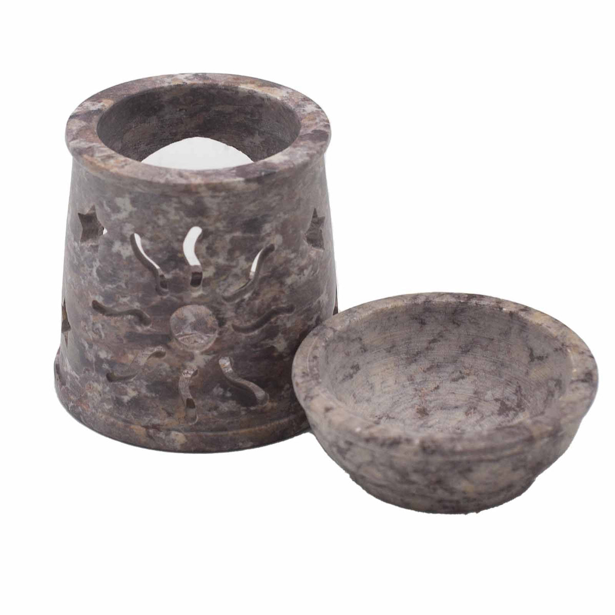 Bruciaessenze Piccolo Sole e Stelle in Pietra Saponaria 8 cm