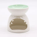 Bruciaessenze Classico in Ceramica Bianca - Floreale con Vaschetta Ottanio