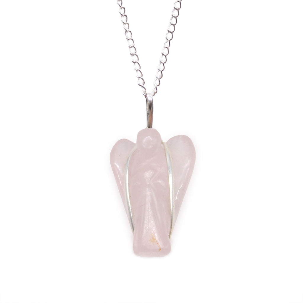 Ciondolo Angelo Custode con Gemme - Quarzo Rosa