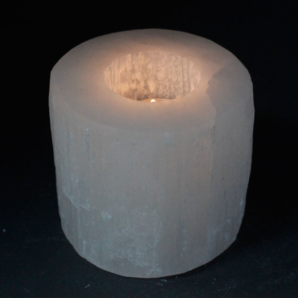 Portacandela Cilindrico in Selenite - 8 cm