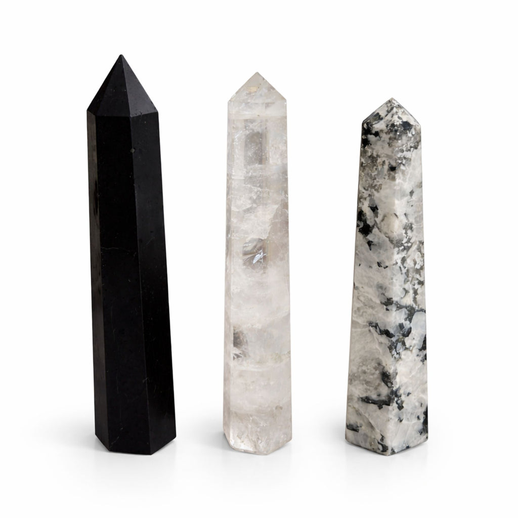 Obelisco a Sei Facce in Tormalina Nera - circa 17 cm