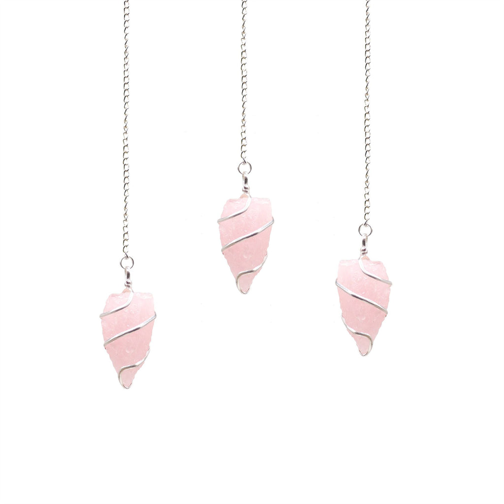 Pendolo Grezzo in Quarzo Rosa