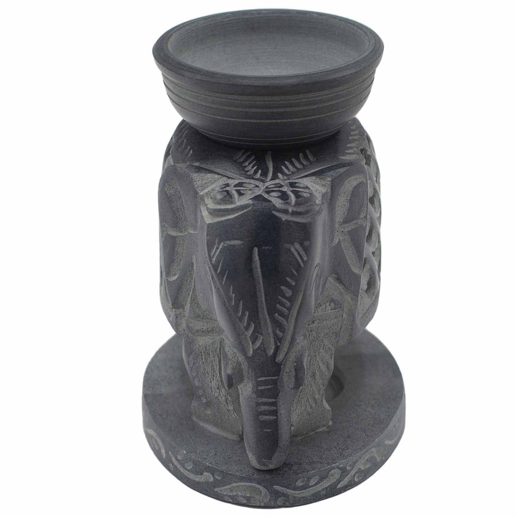 Bruciaessenze Elefante in Piedi in Pietra Saponaria 10,5 cm