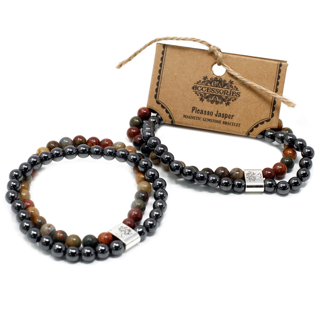 Bracciale Magnetico in Pietra Preziosa - Diaspro Picasso