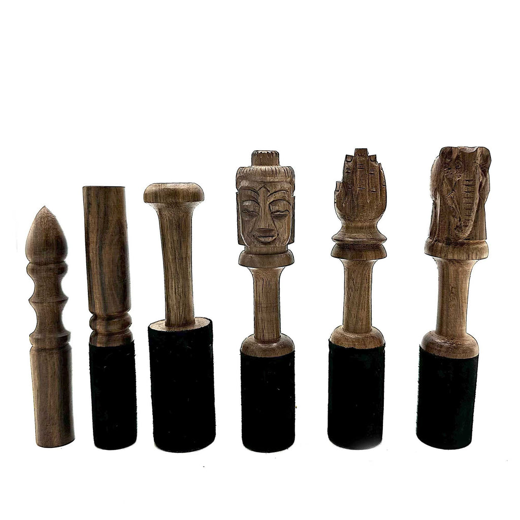 Battente in Legno per Campane Tibetane e Gong - Elefante Intagliato, 14 cm